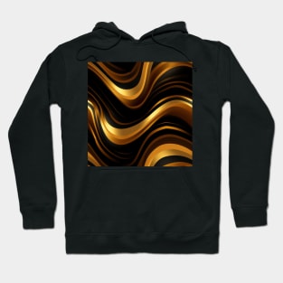 Golden Harmony: Abstract Stripes in Luxe Gold Hoodie